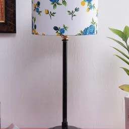 Devansh Multicolor Cotton Shade Lamp With Black Base-44