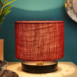 Devansh Maroon & Black Table Lamp with Shade-24