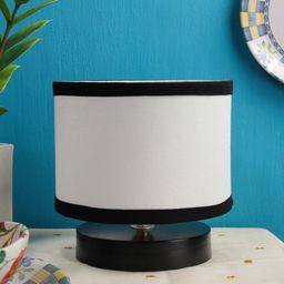 Devansh White & Black Cotton Shade Table Lamp-10