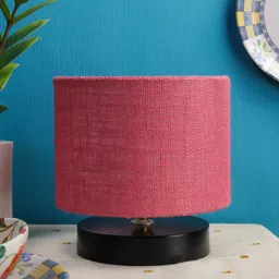 Devansh Pink Solid Table Lamp With Jute Shade-6