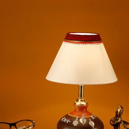 AAKRITI ART CREATIONS Brown & White Table Lamp with Shade-40