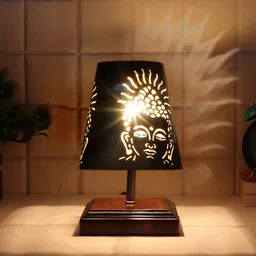 Devansh Black Textured Metal Table Lamp-24