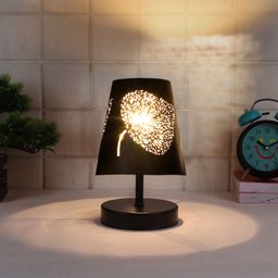 Devansh Black Leaf Textured Metal Table Lamp-40