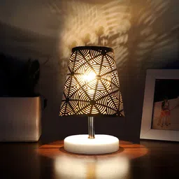 Devansh Black & Brown Metal Textured Contemporary Table Lamp-16