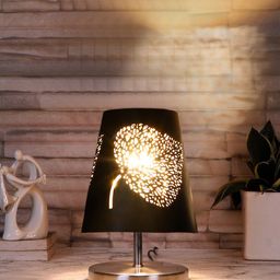Devansh Black Metal Leaf Textured Table Lamps-27