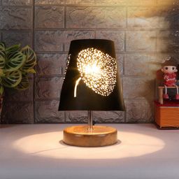 Devansh Black Leaf Textured Metal Table Lamp-47