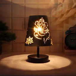 Devansh Black Textured Table Lamp-29