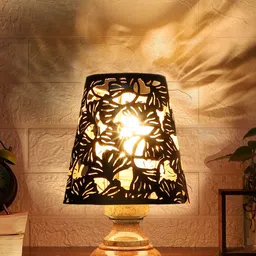 Devansh Black Textured Frustum Metal Table Lamp-picture-49