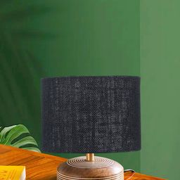 Devansh Black Textured Wooden Contemporary Cylindrical Shaped Table Lamp-image-15