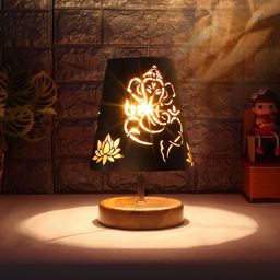 Devansh Black Textured Table Lamp-34