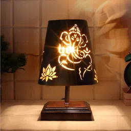 Devansh Black & Brown Wooden Printed Contemporary Table Lamp-18