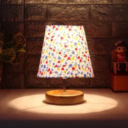 Devansh White & Red Printed Table Lamp-9