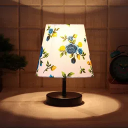 Devansh White & Blue Wooden Frustum Table Lamp-picture-22