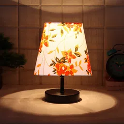 Devansh White & Orange Wooden Frustum Table Lamp-picture-13