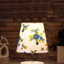 Devansh White Floral Printed Wooden Table Lamps-37