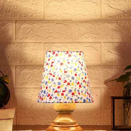 Devansh White & Blue Printed Table Lamp-18
