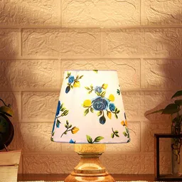 Devansh White & Blue Printed Table Lamp-21