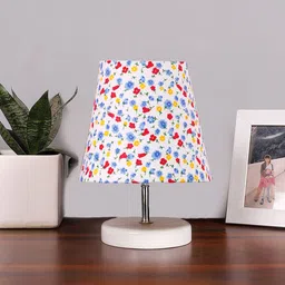 Devansh White & Blue Metal Printed Contemporary Table Lamp-picture-27