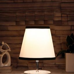 Devansh White Textured Frustum Wooden Table Lamp-51