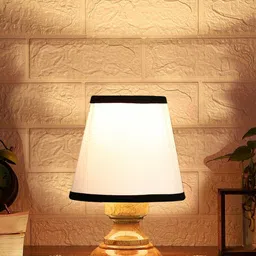 Devansh White Wooden Frustum Table Lamp-22