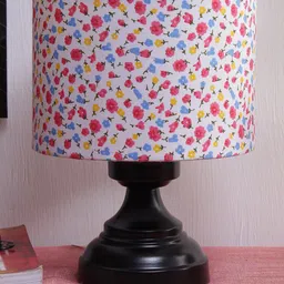 Devansh Multicolor Cotton Shade Table Lamp With Black Base image 2