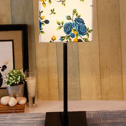Devansh Square Multicolor Cotton Shade Table Lamp with Iron Base image 2