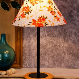 Devansh White  & Black Floral Printed Table Lap With Shade image 2