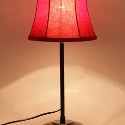 Devansh Red Cotton Shade Lamp With Base Table Lamp image 4