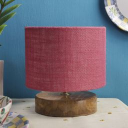 Devansh Pink Self Design Jute Shade Table Lamp image 2