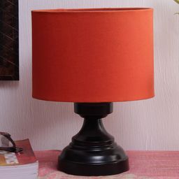 Devansh Orange Cotton Shade Table Lamp With Base image 2