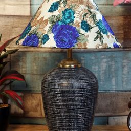 foziq Grey & Blue Printed Bell Table Lamps-40