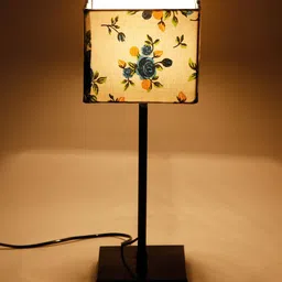 Devansh Square Multicolor Cotton Shade Table Lamp with Iron Base image 3