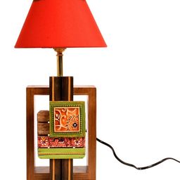 AAKRITI ART CREATIONS Red & Brown Printed Table Lamp with Shade image 5