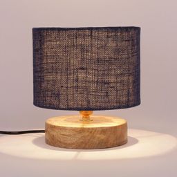 Devansh Navy Blue Solid Table Lamp With Jute Shade image 5