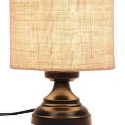 Devansh White Jute  shade Table Lamp  with black base image 5