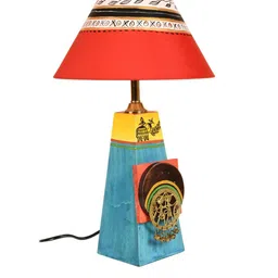 AAKRITI ART CREATIONS Blue & Red Printed Table Lamp with Shade image 4