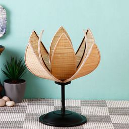 Devansh Rose Bamboo Shade Table Lamp with Black Base image 5