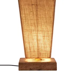 Devansh Beige Pyramid Jute shade with Square wood Base Table Lamp image 3