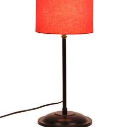 Devansh Orange Cotton Shade Lamp With Base Table Lamp image 4