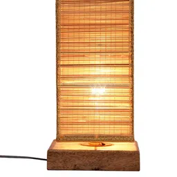 Devansh Beige Square Bamboo Shade With Square Wood Base Table Lamp image 3