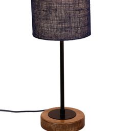 Devansh Blue Jute Shade Table Lamp with Wood Base image 5