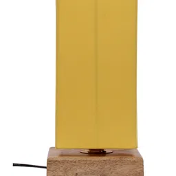 Devansh Yellow Cotton Shade With Square Wood Base image 2