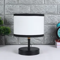 Devansh White & Black Iron Table Lamp with Cotton Shade image 5