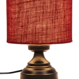 Devansh Maroon & Black Solid Jute Shade Table Lamp image 5