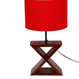 Devansh Red Cross Wood Table Lamp with Shade image 5