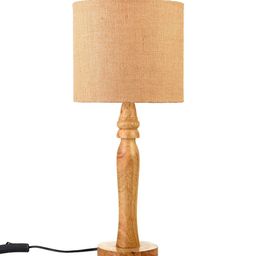 green girgit Brown Round Lamp with Jute Shade image 4