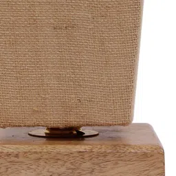 Devansh Beige Pyramid Jute shade with Square wood Base Table Lamp image 2