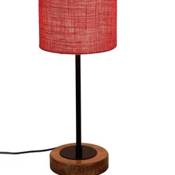 Devansh Drum Pink Jute Shade Table Lamp with Wood Base image 5