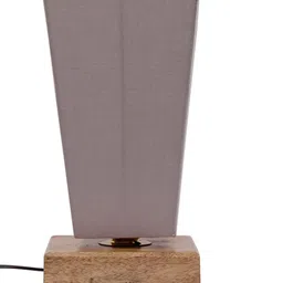 Devansh Grey Cotton Shade With Square Wood Base Table Lamp image 3