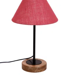 Devansh Pink Jute Shade Table Lamp with Wood Base image 5